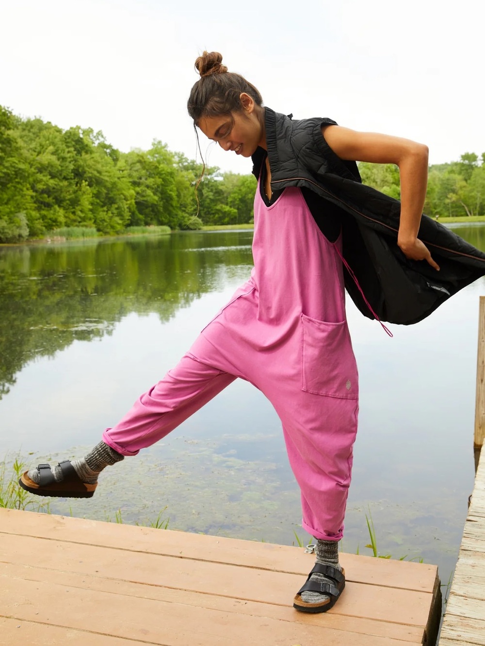 Free People Movement Hot Shot Onesie Magenta Disco